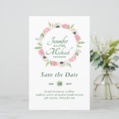 LeahG BUDGET Save Dates Blue Floral Wreater (Staand voorkant)