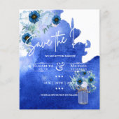 LeahG BUDGET Save The Date Blauwe Bloemen (Voorkant)