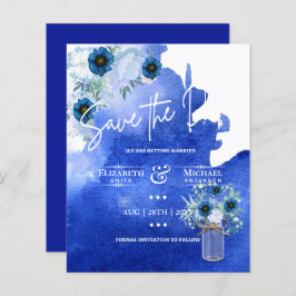 LeahG BUDGET Save The Date Blauwe Bloemen
