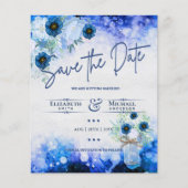 LeahG BUDGET Save The Date Blauwe Bloemen Waterver (Voorkant)