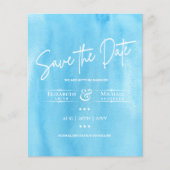LeahG BUDGET Save The Date Blauwe Lucht Aquarel (Voorkant)