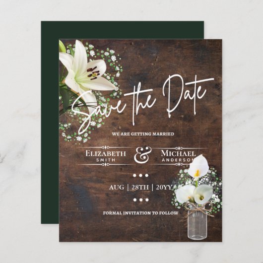 LeahG BUDGET Save The Date Cala Lillies (Voorkant / Achterkant)