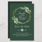 LeahG BUDGET Save The Date Groene krans Modern (Voorkant / Achterkant)