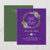 LeahG BUDGET Save The Date Groene krans Modern (Voorkant / Achterkant)
