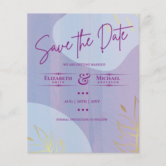 LeahG BUDGET Save The Date Magenta Goud Abstract (Voorkant)