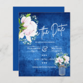 LeahG BUDGET Save The Date Roze Magnolia's (Voorkant / Achterkant)