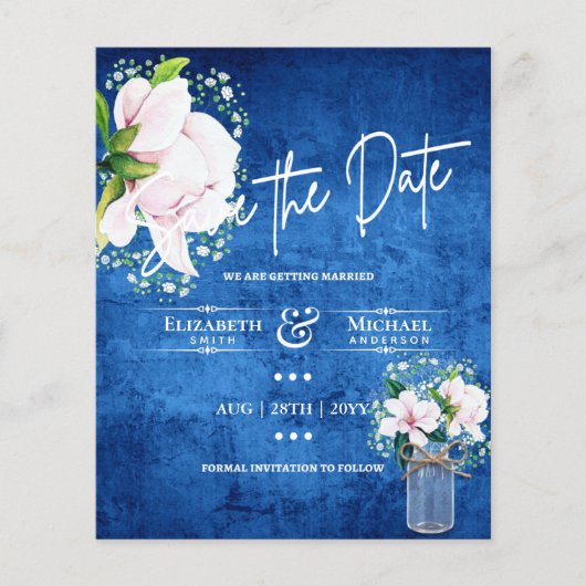 LeahG BUDGET Save The Date Roze Magnolia's (Voorkant)