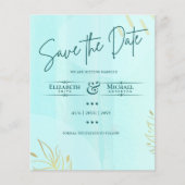 LeahG BUDGET Save The Date Teal Goud Abstract (Voorkant)