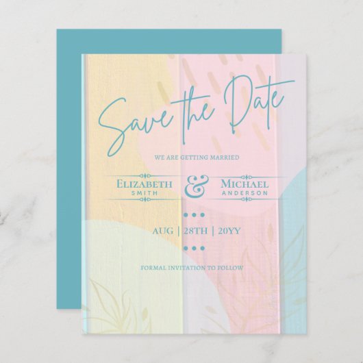 LeahG BUDGET Save The Date Zomer Pastels (Voorkant / Achterkant)