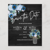 LeahG BUDGET Save The Date Zwart Blauw Bloemmotief (Voorkant)