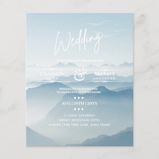 LeahG BUDGET Sneeuwberg Trouw Uitnodiging (Voorkant)