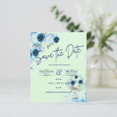 LeahG BUDGET sparen de Datum Blauwe Mint Florals (Staand voorkant)