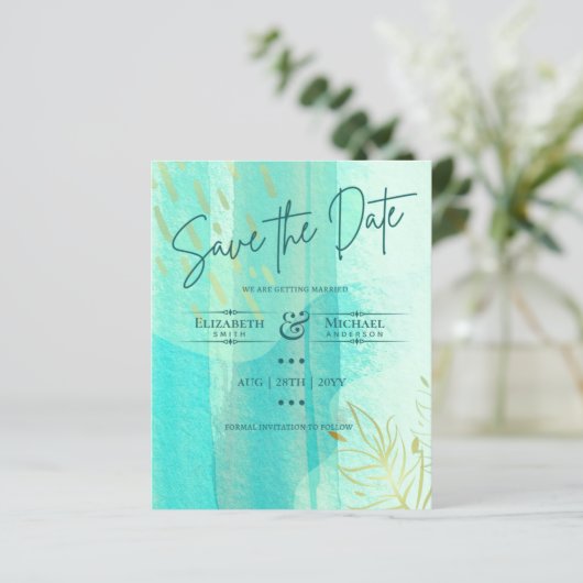 LeahG BUDGET sparen de Datum Blauwgroen Gold Water (Staand voorkant)