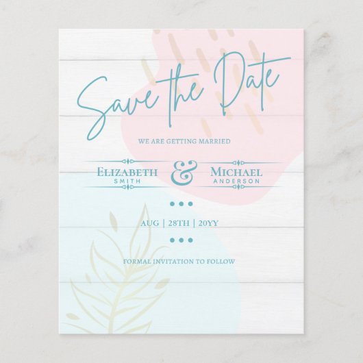 LeahG BUDGET sparen de Datum Roze Blauw Abstract G (Voorkant)