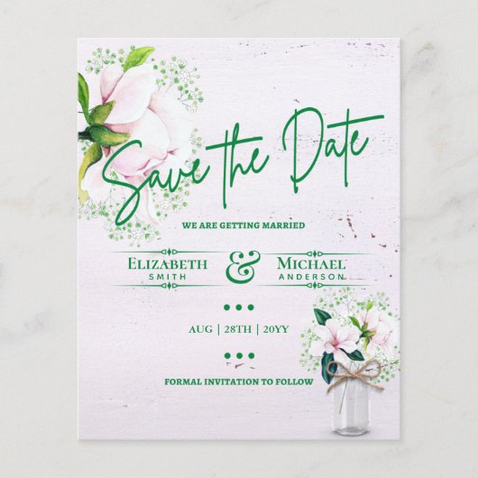 LeahG BUDGET sparen de Datum roze groene Magnolias (Voorkant)