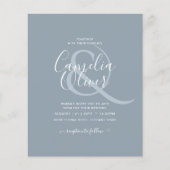 LeahG Budget Stof Blauw Monochroom Trouwen Flyer (Voorkant)