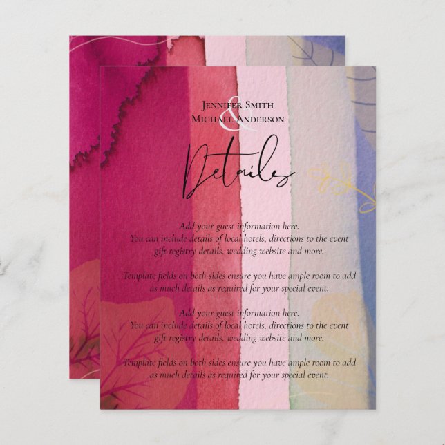 LeahG BUDGET Trouw Berry Rood Paarse Waterverf (Voorkant / Achterkant)