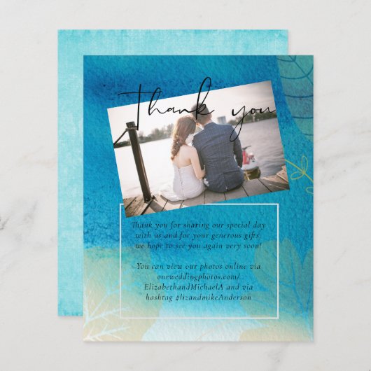 LeahG BUDGET Trouw Ocean Blauw Waterverf (Voorkant / Achterkant)