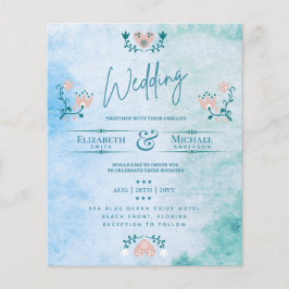 LeahG BUDGET Trouw Uitnodiging Folk Art Perzik Tea