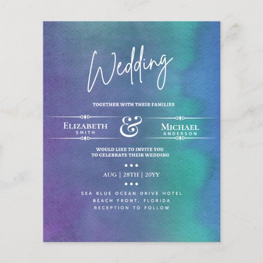 LeahG BUDGET Trouw Uitnodiging Northern Lights Paa (Voorkant)