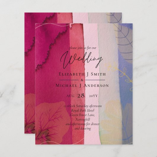 LeahG BUDGET Wedding Berry Red Paarse Waterverf (Voorkant / Achterkant)
