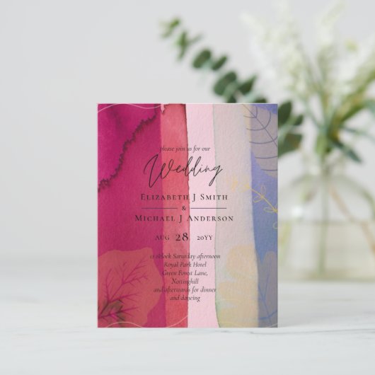 LeahG BUDGET Wedding Berry Red Paarse Waterverf (Staand voorkant)