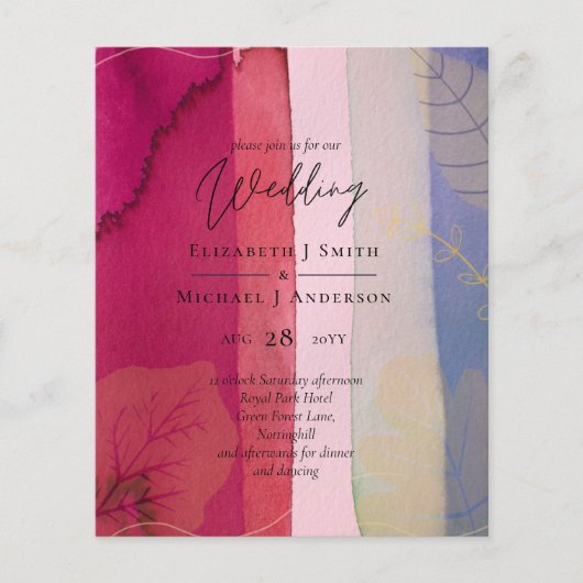 LeahG BUDGET Wedding Berry Red Paarse Waterverf (Voorkant)