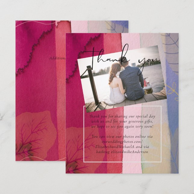 LeahG BUDGET Wedding Berry Red Paarse Waterverf (Voorkant / Achterkant)