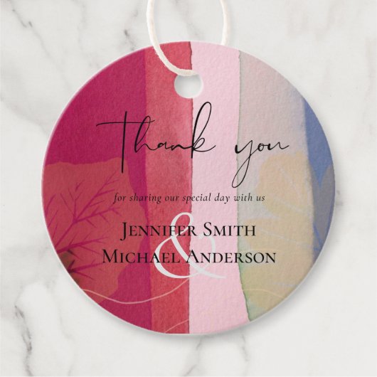 LeahG BUDGET Wedding Berry Red Paarse Waterverf Bedankjes Labels (Voorkant)