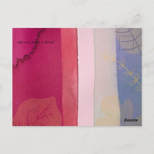 LeahG BUDGET Wedding Berry Red Paarse Waterverf Briefkaart (Achterkant)