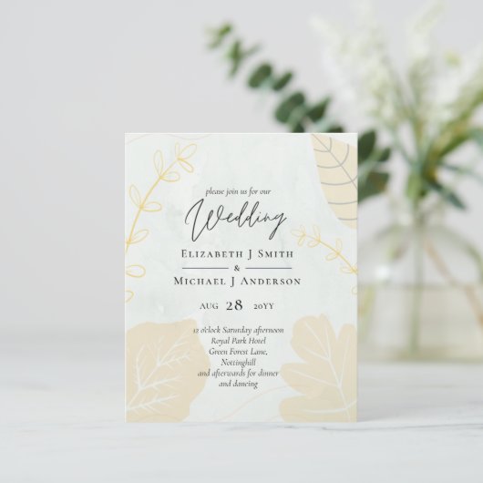 LeahG Budget Wedding Gold Grey Fall Leaves (Staand voorkant)