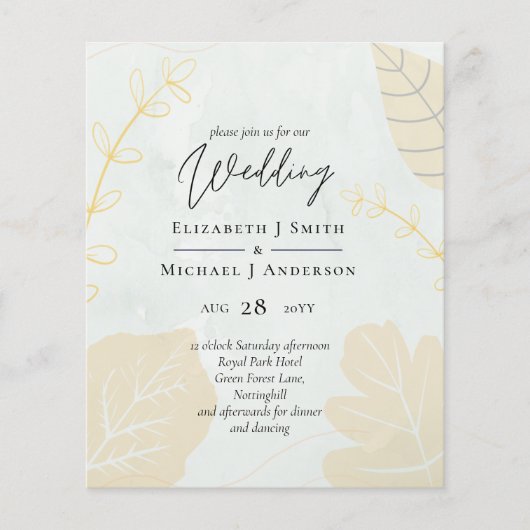 LeahG Budget Wedding Gold Grey Fall Leaves (Voorkant)