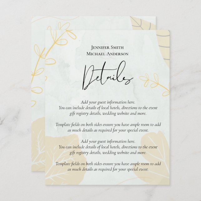 LeahG Budget Wedding Gold Grey Fall Leaves (Voorkant / Achterkant)