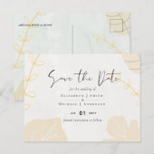 LeahG Budget Wedding Gold Grey Fall Leaves Briefkaart (Voorkant / Achterkant)