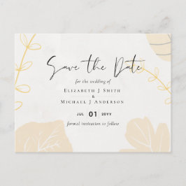 LeahG Budget Wedding Gold Grey Fall Leaves Briefkaart