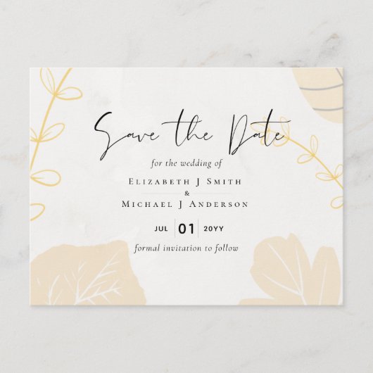 LeahG Budget Wedding Gold Grey Fall Leaves Briefkaart (Voorkant)