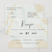 LeahG Budget Wedding Gold Grey Fall Leaves Briefkaart (Voorkant / Achterkant)