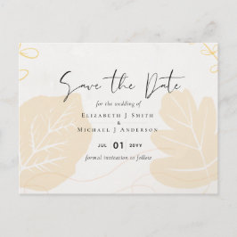 LeahG Budget Wedding Gold Grey Fall Leaves Briefkaart