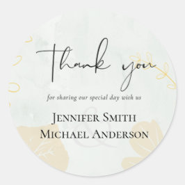 LeahG Budget Wedding Gold Grey Fall Leaves Ronde Sticker