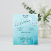 LeahG BUDGET Wedding Invite Folk Art Blauwgroen Ro (Staand voorkant)