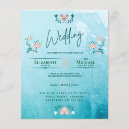 LeahG BUDGET Wedding Invite Folk Art Blauwgroen Ro