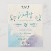 LeahG BUDGET Wedding Invite Folk Art Blauwgroen Ro (Voorkant)