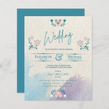 LeahG BUDGET Wedding Invite Folk Art Blauwgroen Ro