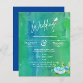 LeahG BUDGET Wedding Invite Garden Pond Waterverf (Voorkant / Achterkant)