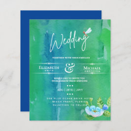LeahG BUDGET Wedding Invite Garden Pond Waterverf