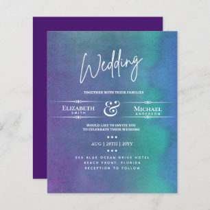 LeahG BUDGET Wedding Invite Northern Lights Paars