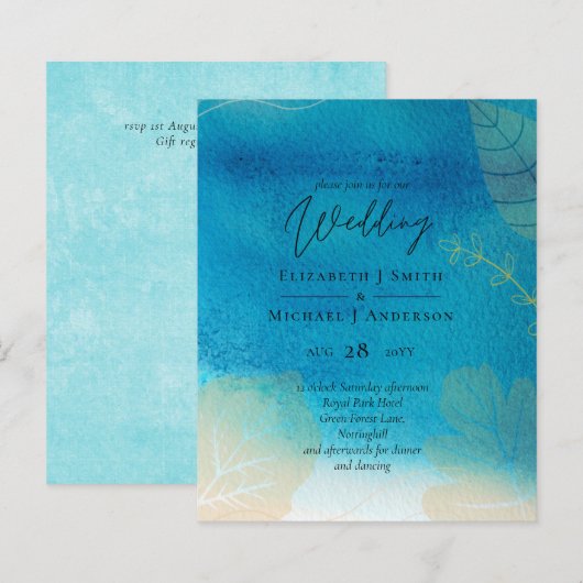 LeahG BUDGET Wedding Ocean Blue Waterverf (Voorkant / Achterkant)