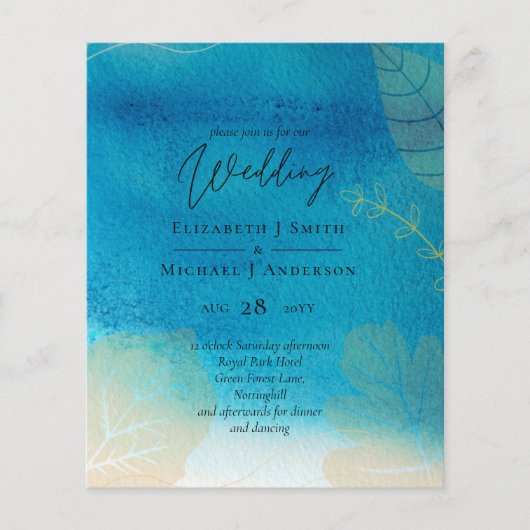LeahG BUDGET Wedding Ocean Blue Waterverf (Voorkant)