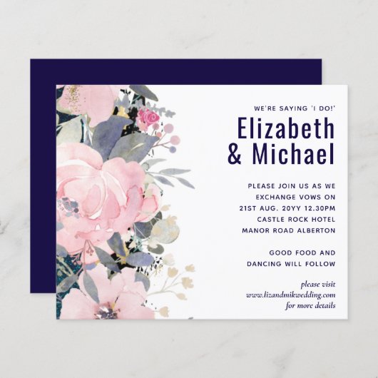 LeahG Budget Wedding Pink Blue Floral (Voorkant / Achterkant)