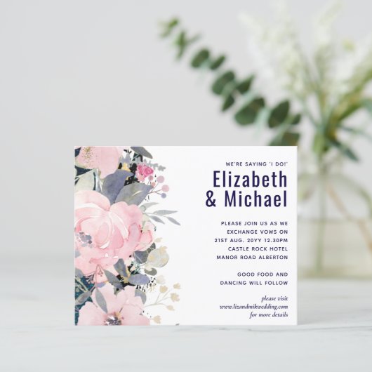 LeahG Budget Wedding Pink Blue Floral (Staand voorkant)